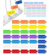 36-Pack Large Cable Labels with 40 Write-On Stickers, Reusable 8-Color Wire Tags for Electronics,...