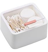 Tecbeauty 2 Slot Cotton Swab Ball Qtip Holder Jar Plastic Container Dispenser Box with Hinged Lid...
