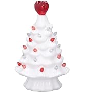 VIVIANYO HD 6.6inch Valentine's Day Ceramic Tree Lighted White Christmas Tree with Heart Topper a...