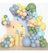 Amandir 153pcs Blue and Yellow Balloon Arch Kit, Different Sizes 18 12 10 5 inch Sage Green Dusty...