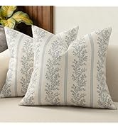DKwizme Vintage Throw Pillow Covers 18x18 Set of 2, Striped Floral Pillow Cover Botanical Pattern...