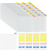Caydo 60PCS 6x6 Inch Paper Storage Without Closure, Clear Plastic Sleeves with 120PCS Sticky Inde...