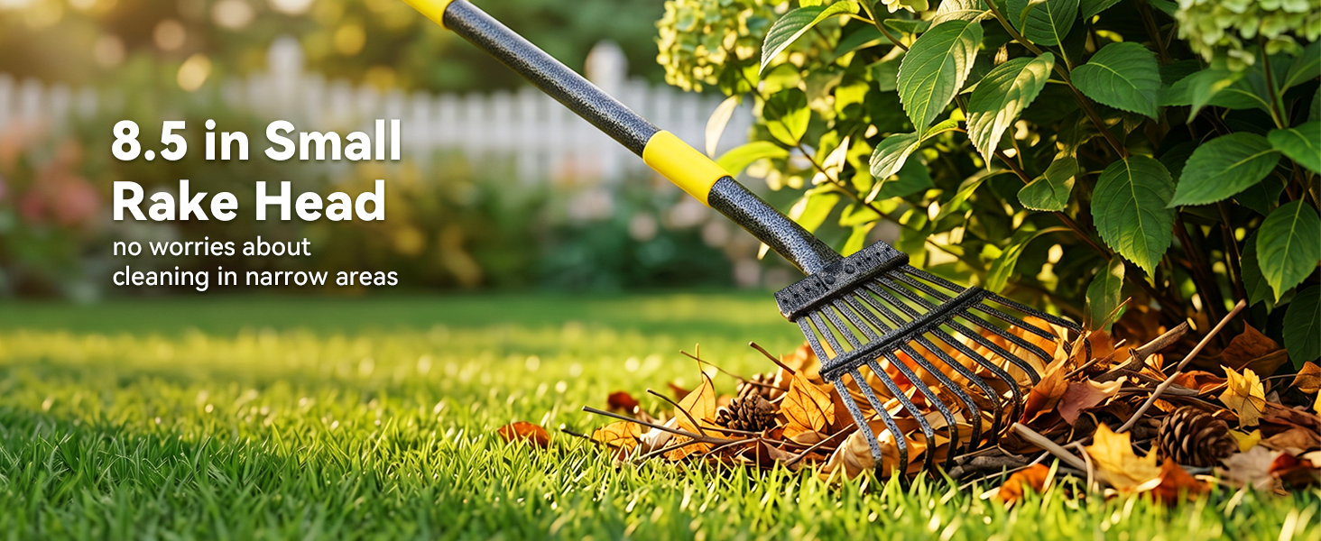 rake leaf rakes lawns heavy duty leaves yard garden tools gardening metal steel long handle