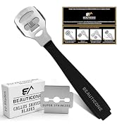 BEAUTICONE Professional Callus Shaver for Feet – Stainless Steel Pedicure Razor with Replaceable ...