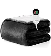 Homemate Heated Blanket Electric Throw - 50"x60" Heating Blanket Throw 1/2/4/6/8 Hours Auto-Off 1...