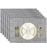 Aofmee Placemats, Placemats Set of 6, Heat Resistant Place Mats, Washable PVC Table Mats, Woven V...