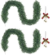 2Pcs 9Ft Artificial Norfolk Pine Garland,Realistic Artificial Greenery Garland Faux Christmas Gar...