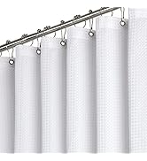 Dynamene White Fabric Shower Curtain - Waffle Weave Heavy Duty Hotel Luxury Cloth Shower Curtains...