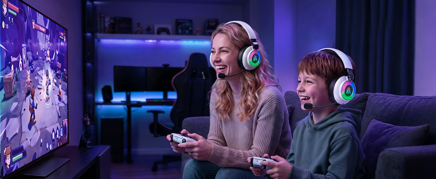wireless gaming headset any gaming devices play family together enjoy fun with kids parents