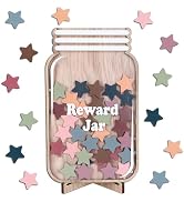 JarThenaAMCS Wooden Reward Jar for Kids Boho Stars Cutouts Positive Incentive Behavior Chart with...