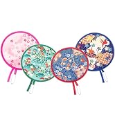 Salutto Round Foldable Hand Fan Japanese Folding Fan Round For Women Girls Daily Use Festival Wed...