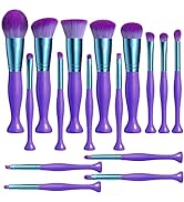 JPNK Makeup Brushes 16Pcs Stand Up Synthetic Foundation Powder Concealers Eye shadows Blush Makeu...