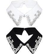 Haakong 2 Pcs Fake Collars Detachable Collar Rhinestones Dickey Collar for Women Blouse Half Shir...