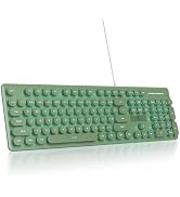 Vumilstek Wired Retro Typewriter Keyboard, Quiet Computer Keyboard Light up with Full Size 104 Ro...