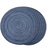 FunWheat Round Braided Placemats Set of 6 Place mats for Dining Tables Woven Heat Resistant Table...