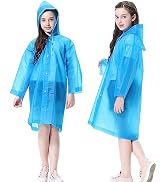 Rain Ponchos for Kids, Reusable Raincoats for Boys Girls, 2 Packs Emergency Rain Jacket with Hood...