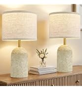 GyroVu Table Lamps Set of 2, Resin Bedside Lamps for Living Room Bedroom | 18" Modern End Table D...