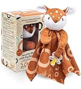 Baby Lovey Security Blanket Newborn - Plush Stuffed Animal with Pacifier Holder, Gender Neutral B...