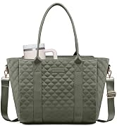 LOVEVOOK Laptop Bag for Women,Work Bag Teacher Tote Bag With Large Cup Holder, Quilted Crossbody ...