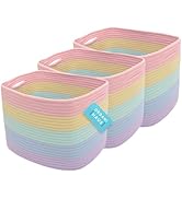 OrganiHaus Set of 3 Cute Rainbow Storage Basket for Toys & Cloths, Cotton Rope Basket for Decor, ...