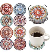 Eisdroma 8 Pcs Diamond Painting Coasters, Diamond Art Coasters Kits with Holder, DIY Diamond Dotz...