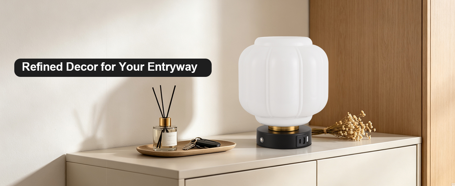 Rechargeable Table Lamp Cordless Milk Glass Bedside Lamp Small white and black