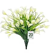 TURNMEON 20 Bundles Calla Lily (400 Heads) Artificial Flowers for Outdoors, Fake Plants UV Resist...