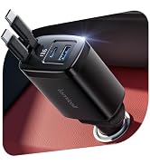 Lamicall 87W Retractable Car Charger USB C Fast Charge, Dual Type C Cords | 4 in 1 Type C Car Cha...
