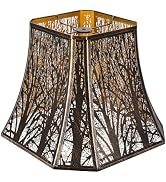 Metal Bell Lamp Shade, Large Lampshade (Spider Fitter) Square Cut Corner, Etched Forest Lamp Shad...
