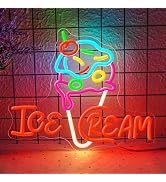 Astuddy Ice Cream Neon Sign,Neon Signs for Wall Decor,Ice Cream Sign,Neon Light for Shop,Wall Dec...
