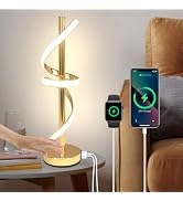 LED Modern Table Lamp, Dimmable Spiral LED Table Lamp, 3 Colors Touch Control LED Bedside Lamp, G...