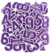 50 Pcs Iron on Numbers Patches for Fabric Tote Bags Hats Clothing Purple | Embroidered Numbers Pa...