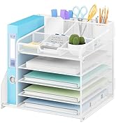 Lavatino Desk Organizer with File Holder-White