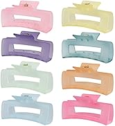 4.1 Inch Large Acrylic Banana Jaw Hair Clips - 8 Pcs Nonslip Rectangle Clips for Thick Hair, Hair...