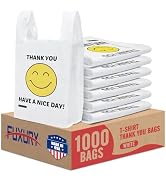 Fuxury 1000 Count Happy Smiling Face Thank You Plastic Bags (11.5 x 6.5 x 21) White, Have a Nice ...