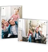 JOHOUSE 5 x 7 Acrylic Picture Frames 2 PCS, Double Sided Magnetic Photo Frames Self Standing Fram...