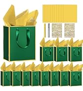 12 Pack DIY Metallic Paper Gift Bags With Handles, Tissue Paper And Painting Pens, 9"X7"X3" 5 Sen...