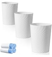 UUJOLY Small Bathroom Trash Can with Bags Garbage Can, 3 Pack, White | Plastic Sturdy Wastebasket...