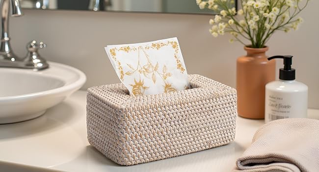 rattan tissue box cover