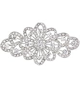 EVER FAITH Austrian Crystal Wedding Party Accessories 3.7 Inch Bridal Flower Ribbon Brooch for Women