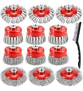 SBGGRL 13-Pack Wire Wheel Brush for 4-1/2 Inch Angle Grinder, Heavy Duty Carbon Steel Knotted & C...