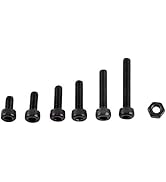 250pcs M3 Black Alloy Steel Screws & Bolts Socket Cap Screws Hex Socket Screws Bolt with Hex Nuts...