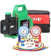 PB Motor Tech Vacuum Pump & Gauge Set - 4.5 CFM Pump w/Brass Manifold Gauge, Quick Couplers, 410 ...