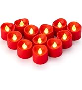 Yakpo 12 Pack Flameless Red Tea Light Battery Operated, Flickering LED Red Votive Candles Outdoor...