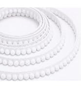 IDONGCAI White Pom Pom Trim 10 Yards Mini Ball Fringe Ribbon for Sewing, Pillow Edging, Curtain, ...