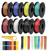 22 AWG Stranded Wire Spool, 50ft Each in 8 Colors - Silicone Electrical Tinned Copper Wire 22 Gau...