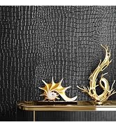 Black Alligator Textured Peel and Stick Wallpaper Embossed Dark Wall Paper | Waterproof Crocodile...