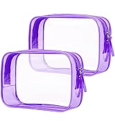 PLULON 2 Pack Clear Travel Toiletry Bag, TSA Approved Toiletry Bag Clear Makeup Bag Quart Size Po...