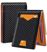 XZVXZV Men's Wallet slim wallet Carbon Fiber Bi-Fold Wallet - RFID Blocking Ultra Thin Card Holde...