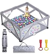 GENTEACO Foldable Baby Playpen, Extra Large Play Pen for Babies and Toddlers, Baby Fence Play Yar...